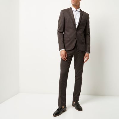Grey flecked skinny suit trousers